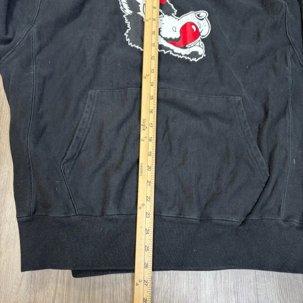 VTG NCSU Wolfpack Reverse Weave Hoodie Pullover Black Large Sweatshirt